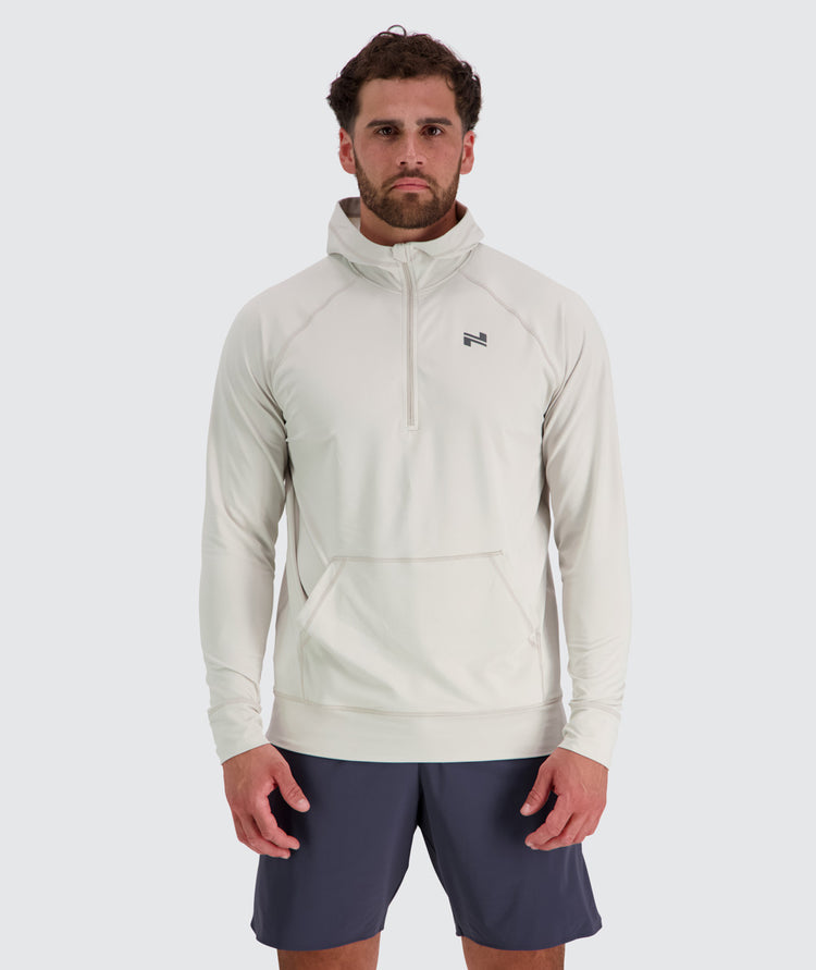 Men's hoodie for training, Model 179 cm / size M#color_fog